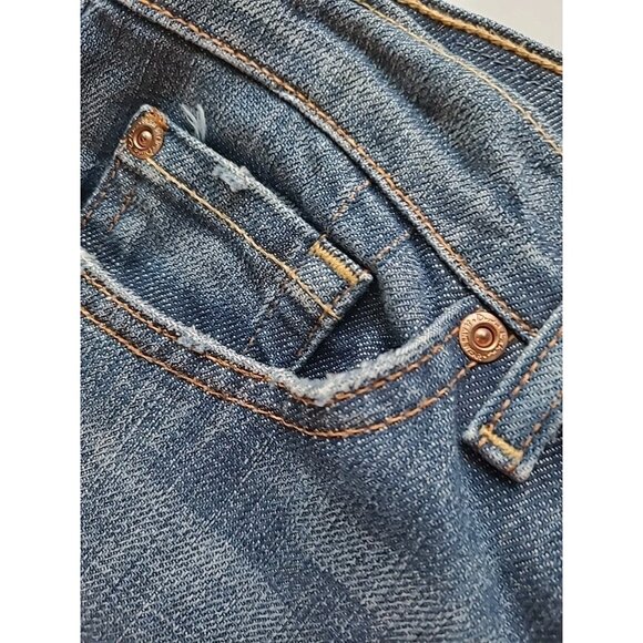 David Kahn Jeans Womens M/L Wide Leg Crops Capris Blue Distressed Med Wash - Picture 14 of 16